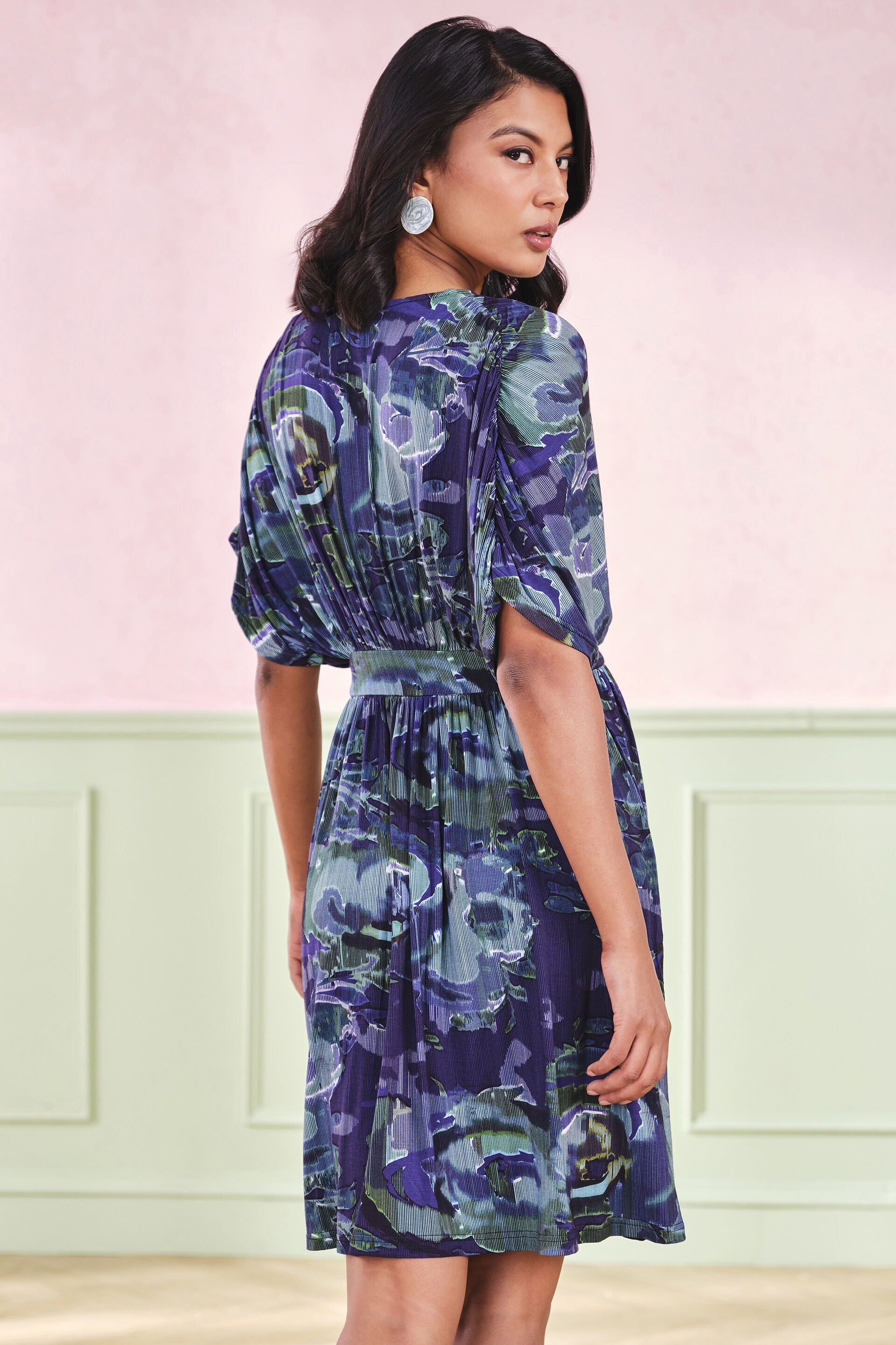 Butterfly Pea Modal Blend Mini Dress, Blue, image 3